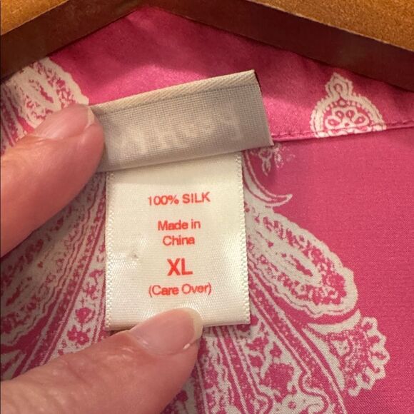 BEDHEAD PAJAMAS 100% Silk Pink & White Paisley Long Sleeve Matching Pajama Set - Picture 11 of 14